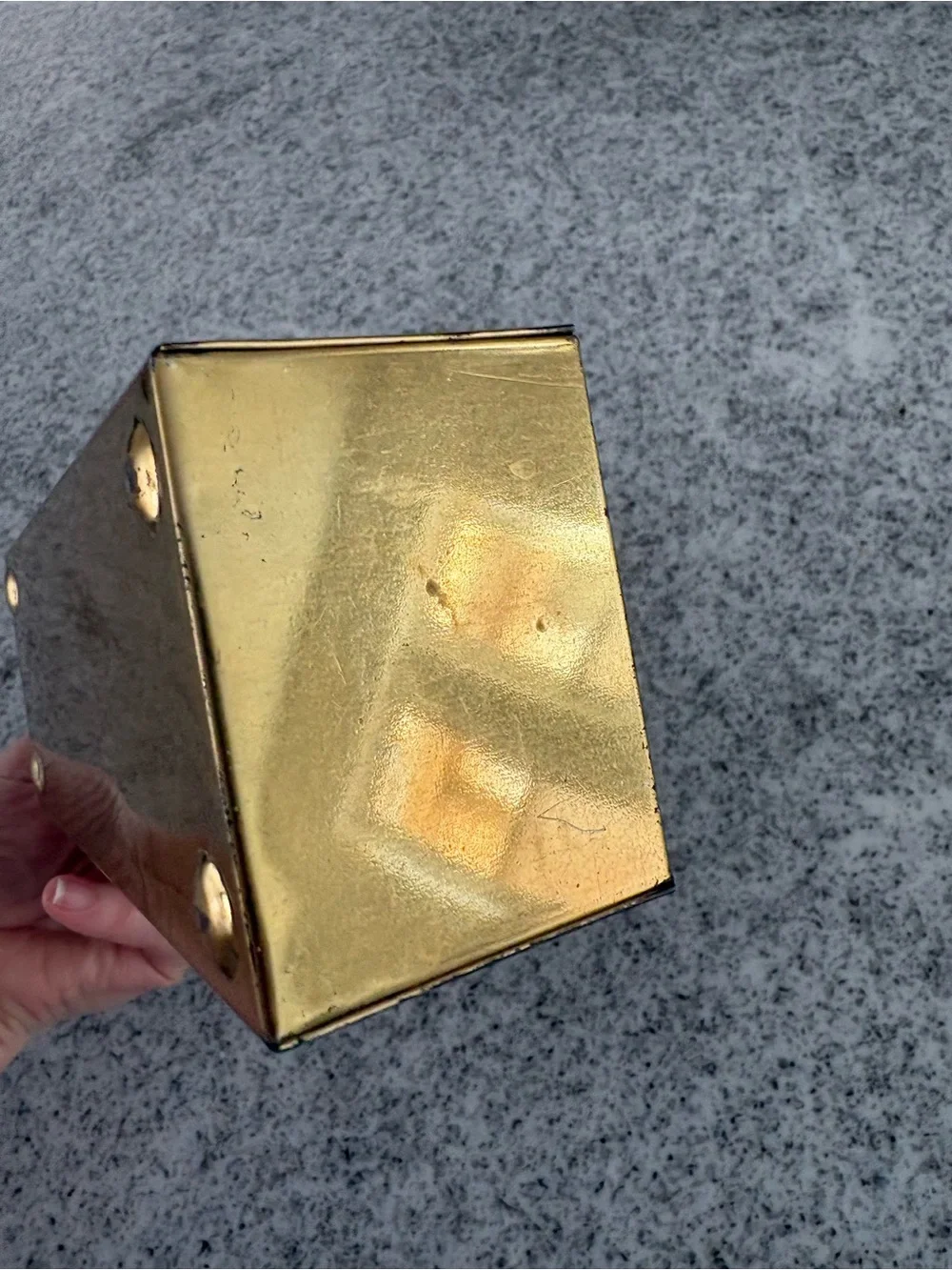 Vintage mid century atomic desk organizer brass box container decor